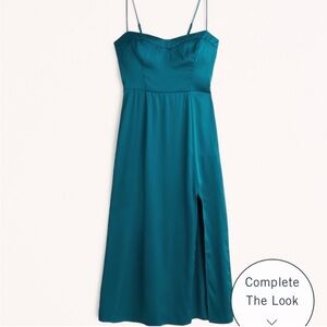 Abercrombie & Fitch Teal Spaghetti-Strap Midi Dress